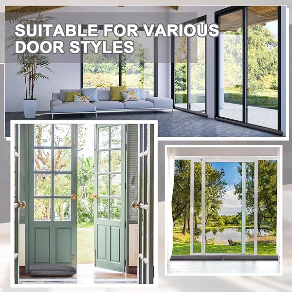 GISAFAI 2 PCS 72 INCH LONG DOOR DRAFT STOPPER UNDER DOOR DRAFT STOPPER NOISE WIND BLOCKER FOR HOME BALCONY OFFICE (GREY, REGULAR STYLES)