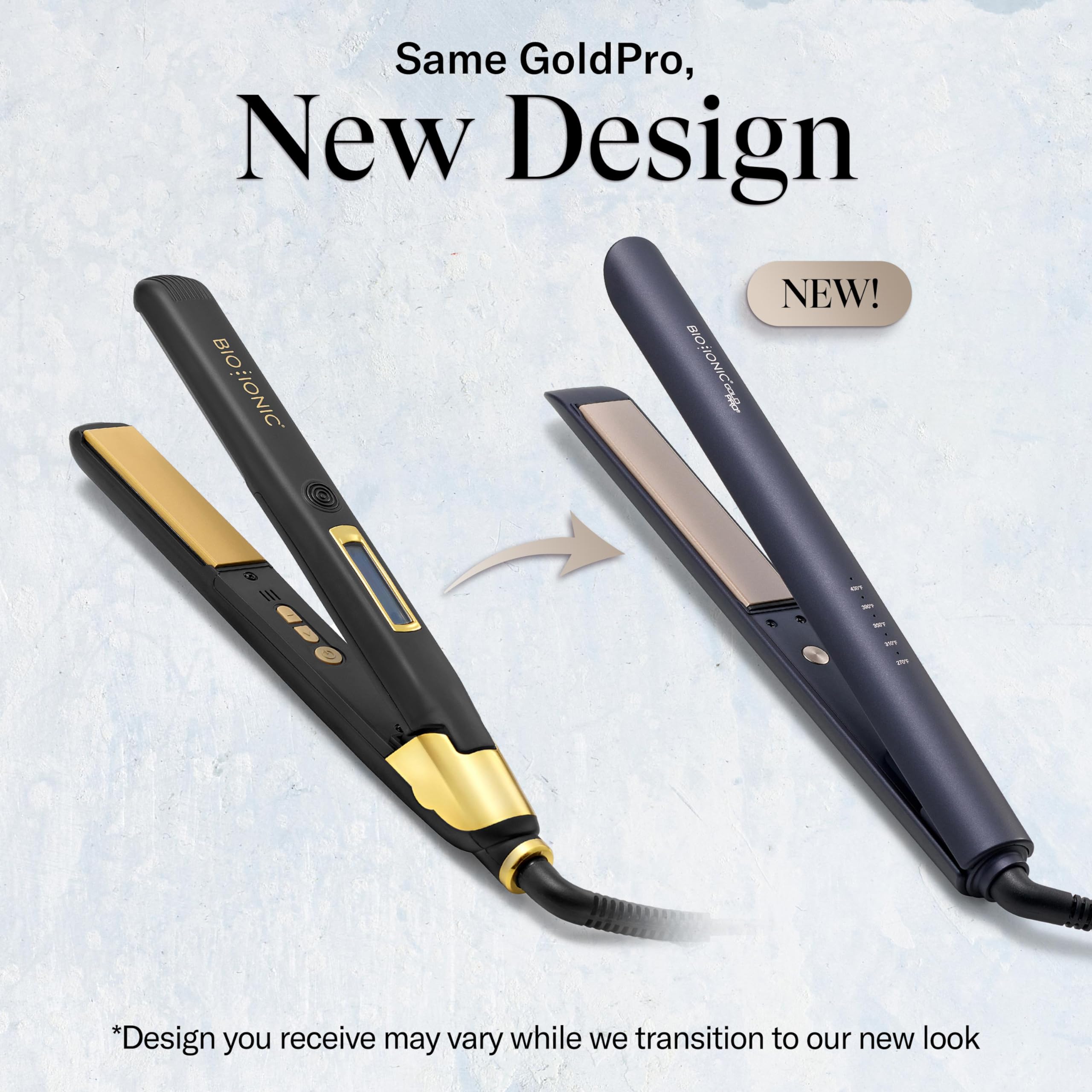 Bio Ionic GoldPro Hair Straightener, Blue, Moisturizing Heat Technology & 24K Gold MX, Hair Straightening Iron for Sleek Styles & Flat Iron Curls, 40% Longer Plates, Adjustable Heat