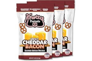 Knotty Pretzels - "The Official Pretzel of Beer" 7.5 Ounce Individual Seasoned Pretzel in Resealable Snack Bags - Smokey Cheddar Bacon (3 Pack)