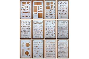 MENGCUBE Journal Stencil Set for Dotted Journals, Journalling Supplies/Accessories Kit Includes Daily/Weekly/Monthly Calendars, Icon, Chart, Numbers,Shape