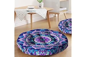 HARETU Mandala Meditation Cushion, Boho Meditation Mat, Meditation Pillows for Sitting on Floor, Cushions for Sitting in Home and Outdoor, Round Floor Pillows Cushion Seating for Yoga 22'' X 22''
