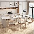 DMAITH 20"-118" White Extendable Dining Table for 2-12 People, Modern Modular Extension Table, Space-Saving Extra Long Folding Dining Table, Multifunctional Conference Meeting Table