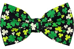 OCIA Holiday Pre-Tied Bowtie St Patricks Day Easter Clover Leaves Festival Fun Pattern Bow tie for Mens