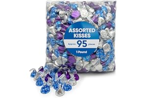 JO SWEETS Hershys Kisses Candy Bulk Assorted 1LB Approx 95 Pieces - Bulk Candy Individually Wrapped Hershys Kisses Cookies & Cream Flavor - Milk Chocolate And Dark Chocolate - Candy & Chocolate Gifts Chocolate Holiday Candy Bulk Candy Melts - Ideal Snack Boxes For adults & Kids , Gift Baskets, Parties, Holidays & Wedding