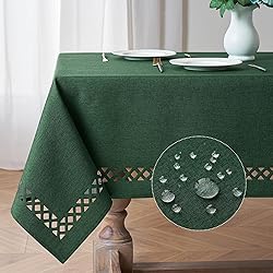 MIULEE Hunter Green Thick Polyester Linen Rectangle