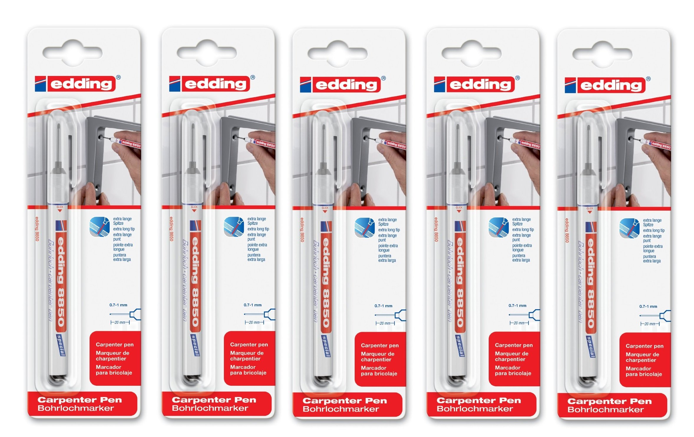 Edding 4-8850-1-4001 Special Marker 8850 Drill Hole Pen DIY 0.7-1 mm Black (5) Pack of 5