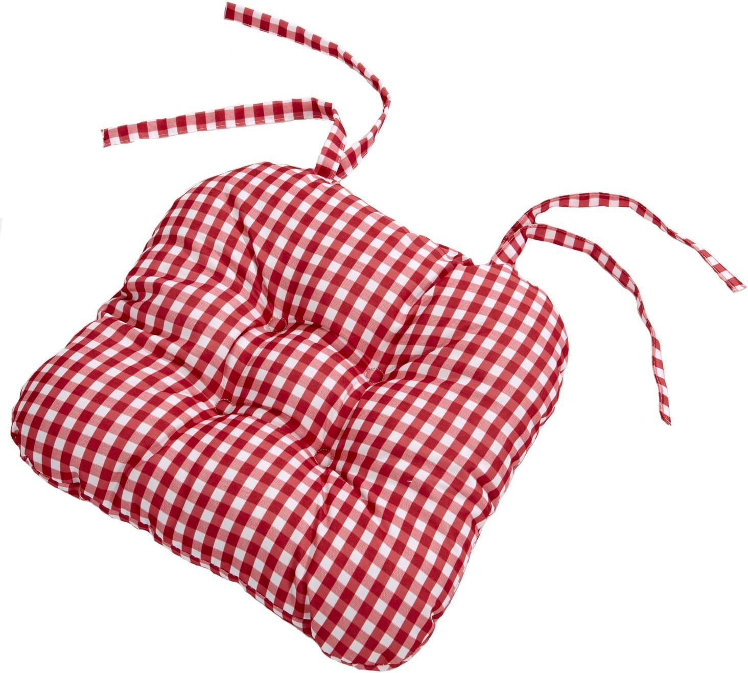 Country Look Cherry Gingham Pack Of 4 Seat Pads (16in x 16in - 40cm x 40cm Approx)