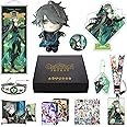 MOTAO Genshin Impact Box Xiao Hu Tao Qiqi Merch Set - Doll, Poster, Pillowcase, Stand Figure, Bracelet, Badge, Keychain, Card Cover, 30 Lomo Cards, 50 Stickers (Al Haitham)