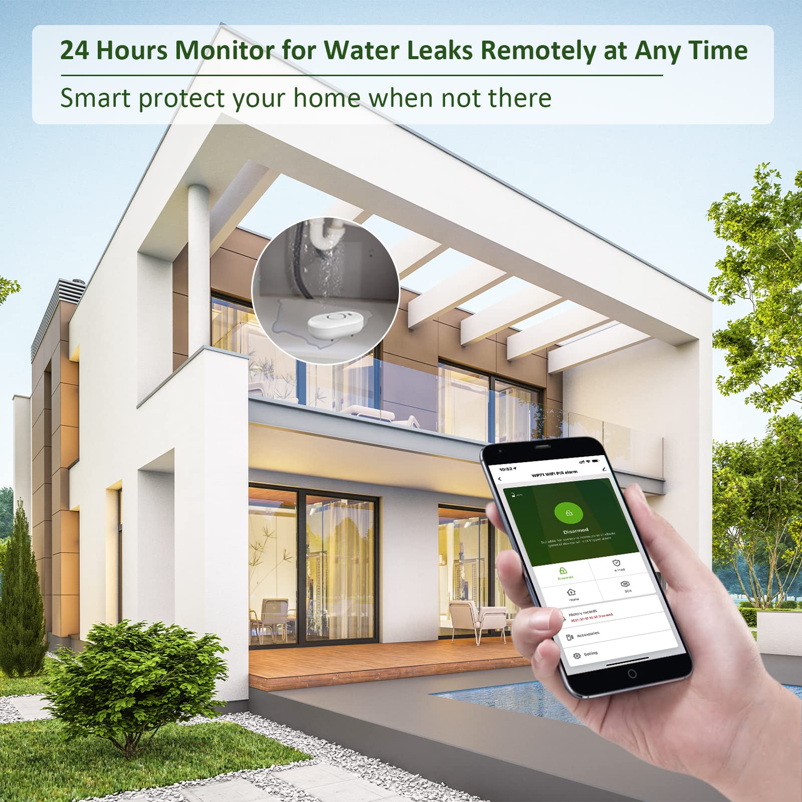 Mua Water Leak Detector Alarm WiFi Water Flooding Monitor Smart App