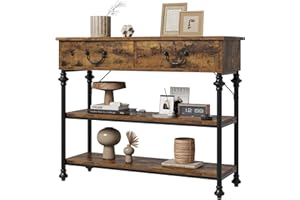 IDEALHOUSE Narrow Console Table with 2 Drawers and Open Storage Shelves - Space-Saving Sofa Table for Entryway, Hallway, Livi