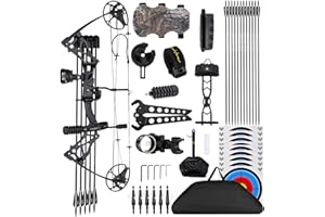 LANNERET Lightweight Compound Bow and Archery Sets for Adults and Teens ，Right Hand Archery Compound Bows 0-70 lbs Draw Weight Adjustable for Beginners，23.5"-31" Draw Length，Hunting Bow Kit for Beginner