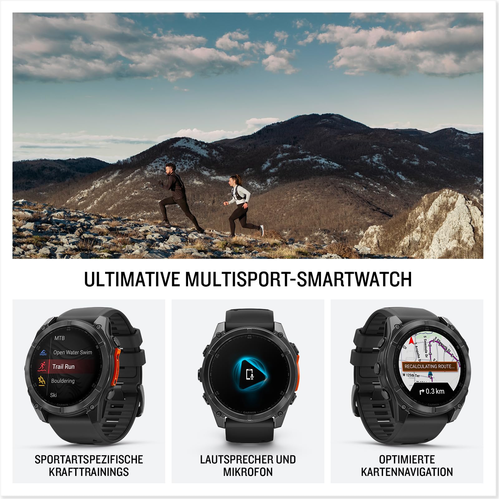 Garmin fēnix 8 47mm – Multisport-Smartwatch, 1,4" AMOLED Touch-/Tastendisplay, bis zu 16 Tage Akkulaufzeit, 80+ Sport-/Outdoor-Apps, TOPO-Karten, EKG, Telefonie, Musik, Taschenlampe 3