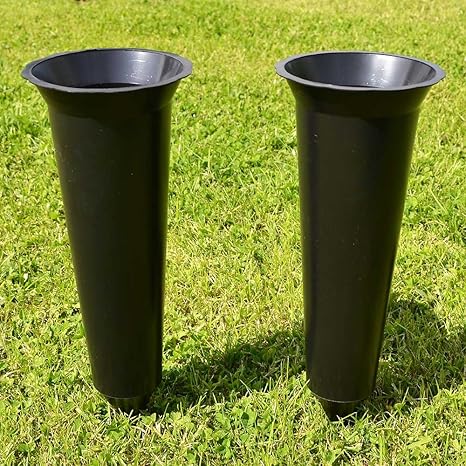 Set Of 2 Black Plain Spiked Memorial Grave Flower Vases Amazon Co