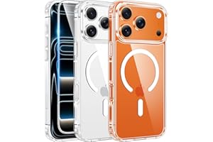 FNTCASE for iPhone 17 Pro Case: Clear Magnetic Transparent Phone Cases with Screen Protector Slim Anti Yellowing Military Grade Drop Protection Rugged Shockproof Protective Cell Phone Cover (Clear)