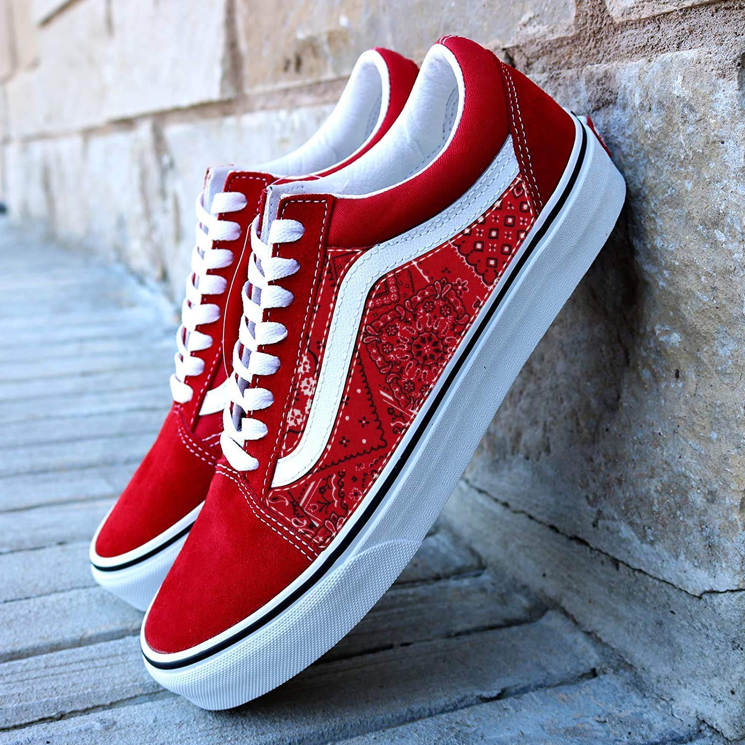 red bandana vans shoes