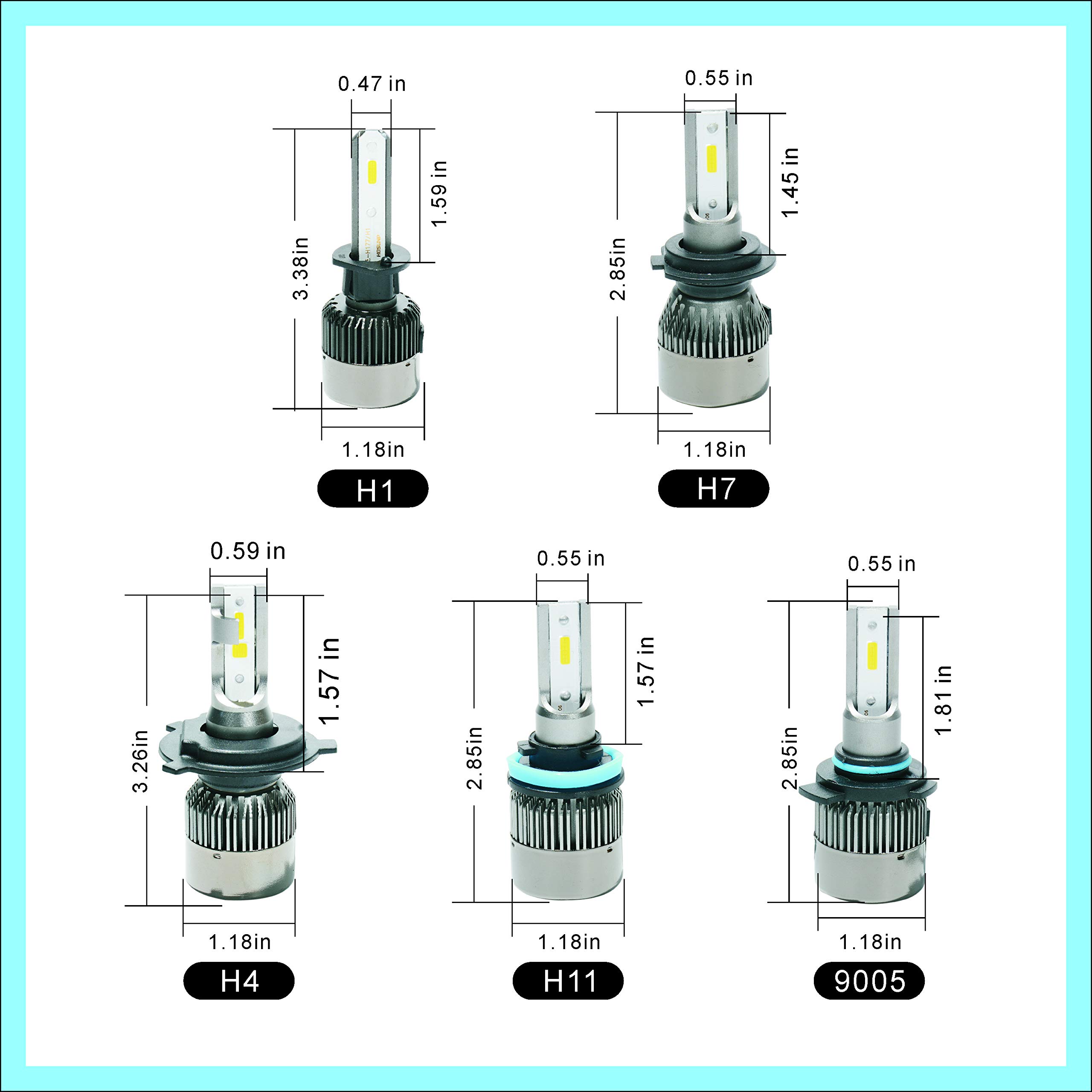 GULA WAY H11/H9/H8 LED Headlight Bulb,60W 6500K 8000Lumens DOB Chip Headlights 2 Year Warranty