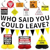 Roetyce Farewell Party Decorations, Caution Who Said You Could Leave Banner | Going Away Retirement Goodbye Party Supplies for Coworker Friends, Black We Will Miss You Photo Backdrop Background Men Women