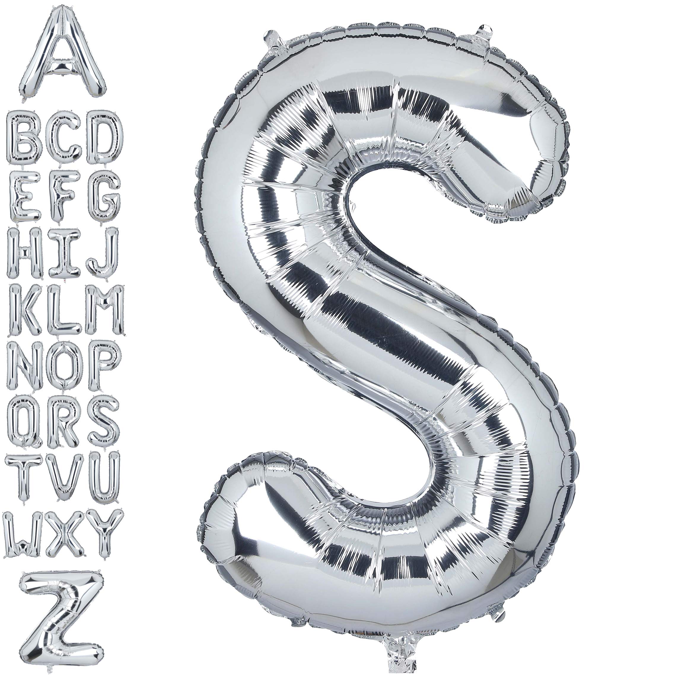 40 Inch Giant Silver Letter S Foil Helium Balloons Big Single Mylar Balloon Birthday Party Decoration Supply Baby Shower (Silver S)