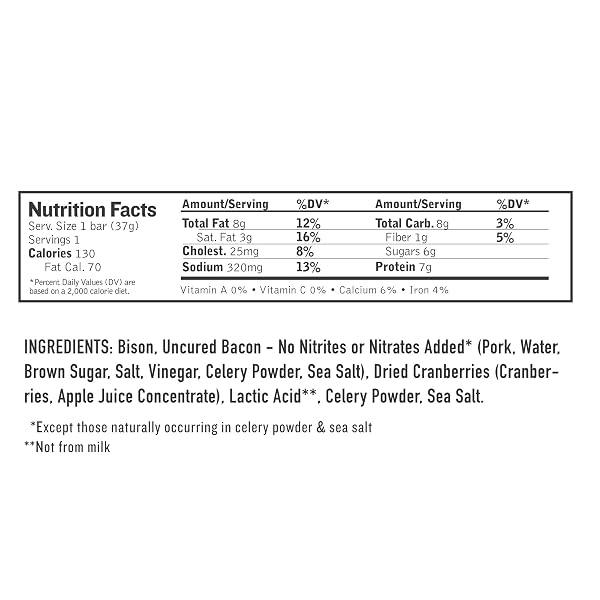 EPIC PROVISIONS, BISON BACON CRANBERRY BAR, 1.3 OUNCE