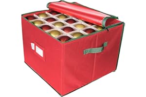 ProPik Large Christmas Ornament Storage Box, Organizer Holds Up to 75 Xmas Ornaments Balls, Holiday Decorations Accessories Storage Container with Dividers, Durable 600D Oxford (Red)