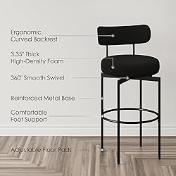 STHOUYN Counter Height Bar Stools Set of 4, Black