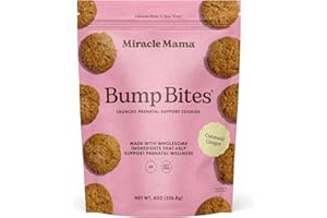 Miracle Mama Bump Bites- Oatmeal Ginger Prenatal Cookies– Eases Nausea & Morning Sickness – Oats, Chia Seeds, and Sunflower Seeds – Wholesome, Delicious, and Nourishing Snack for Mamas-to-Be (Pack of 1, 8 oz Bag)