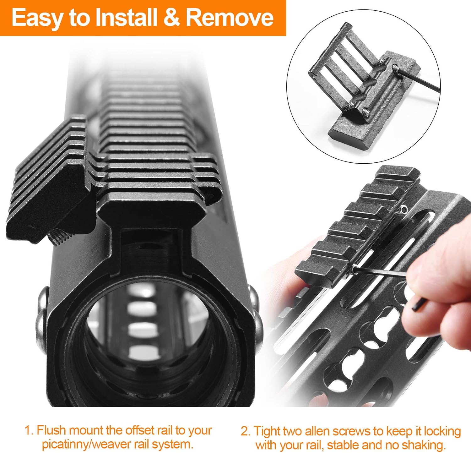 FENTUK Picatinny Offset Rail Mounts, 5 Slots 45 Degree Offset Picatinny Weaver Rail Mount Aluminum Low Profile Adapter for Flashlight Laser Sight Optics (5 Slot - 1 Pack) : Sports & Outdoors
