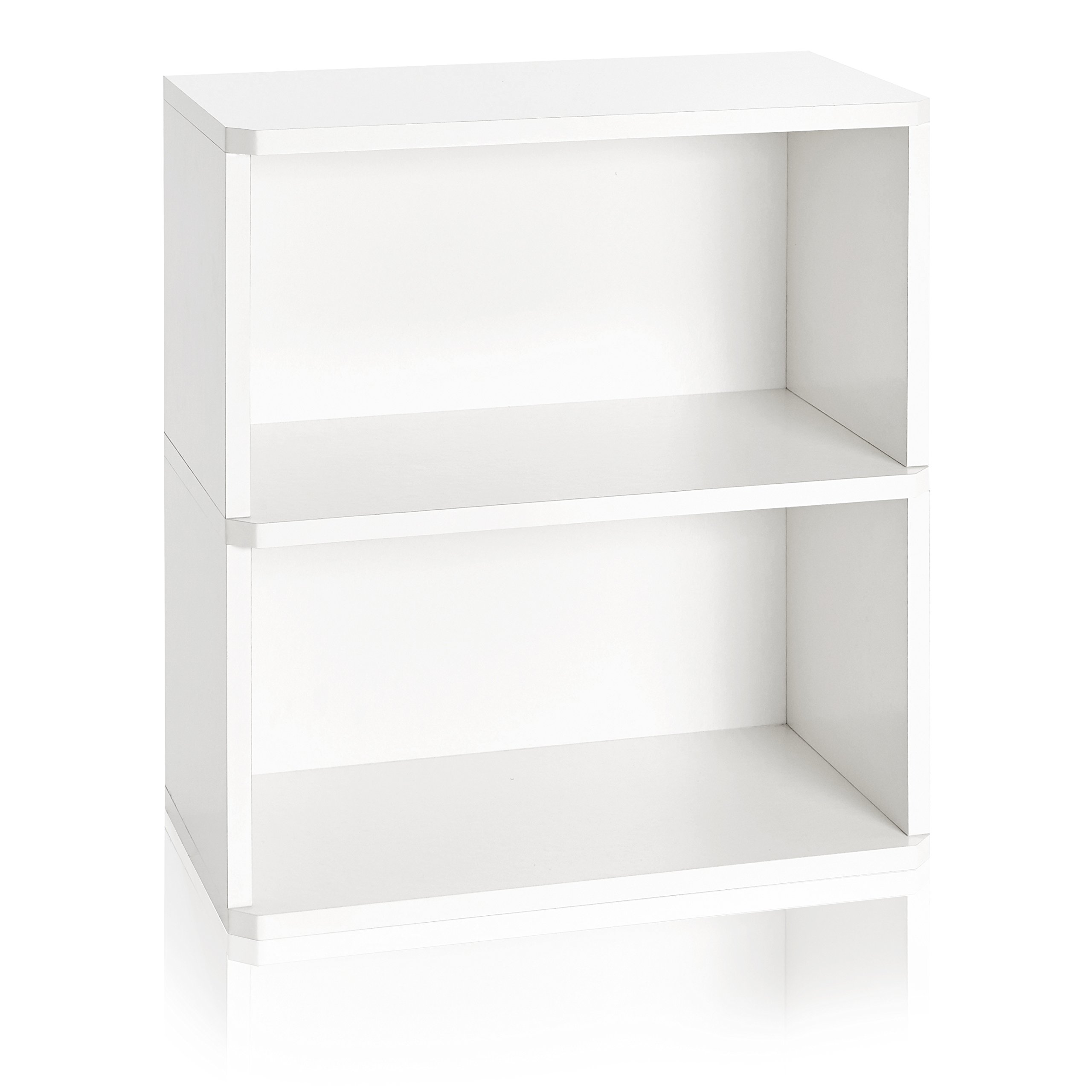 Way Basics 2 Tier Bookshelf Storage and Organizer (Tool-Free Assembly and Uniquely Crafted from Sustainable Non Toxic zBoard Paperboard), White