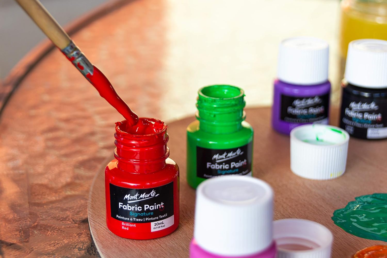 Mont Marte Textile & Fabric Paint Set - 8 pieces x 20ml - Permanent Textile Paints - Ideal Colours for Clothing Bags and all Fabrics - Image 5