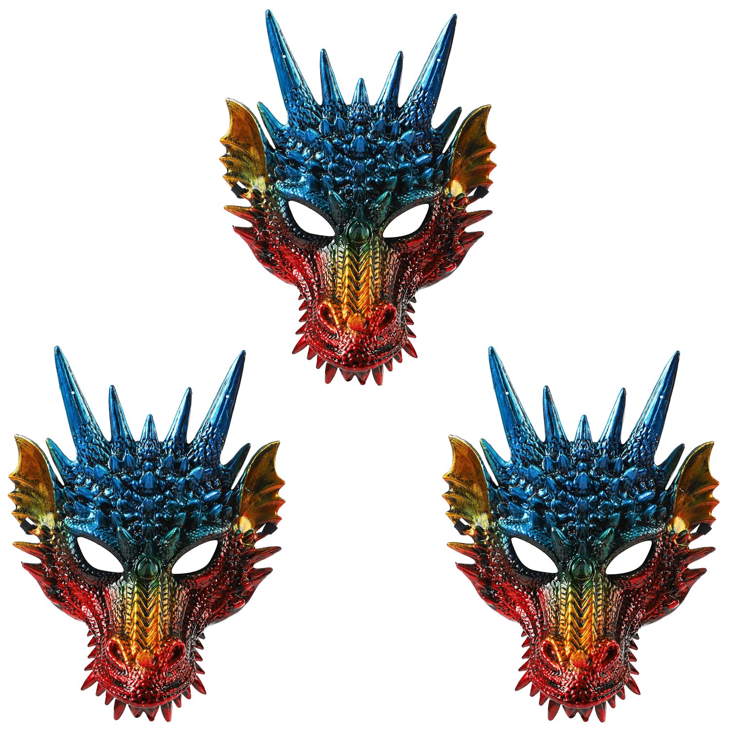 Komonee 3 x Dragon Colour Mask Halloween Adult Drake Lizard Costume Party Game Unisex Fancy Dress Up GOT Outfit Dungeons Thrones โ image 1