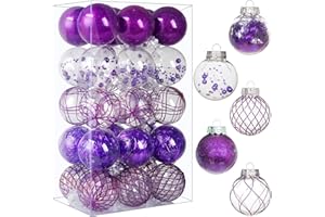 BSTDECOR Clear Christmas Ball Ornaments, 30ct 2.36" Plastic Shatterproof Christmas Decorations Ornament Xmas Ball Hanging Ornaments for Christmas Tree for Halloween Christmas Party Wedding Anniversary