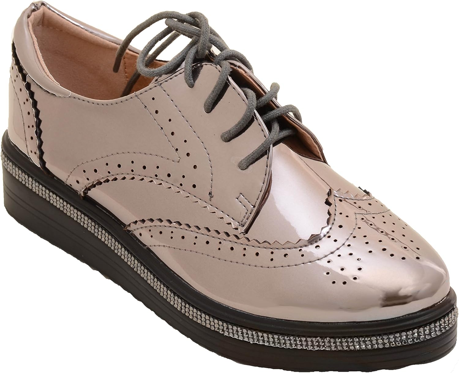 Amazon Com Bling Jewels Lace Up Vegan Leather Women S Platform