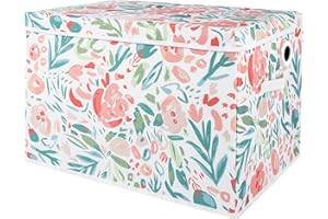 Sammy & Lou Collapsible Felt Soft Toy Box Toy Chest for Toddlers Toy Storage Organizer with Handles and Hinged Lid, 22 x 14.5 x 15 inches, Painterly Floral
