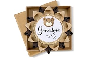 Wavwavw Grandma to Be Pin Bear Baby Shower Decorations Gender Reveal Cartoon Bear Badge Button Pin with Gift Box for Gender Reveal Baby Shower Corsage Keepsake New Grandma to Be Gifts