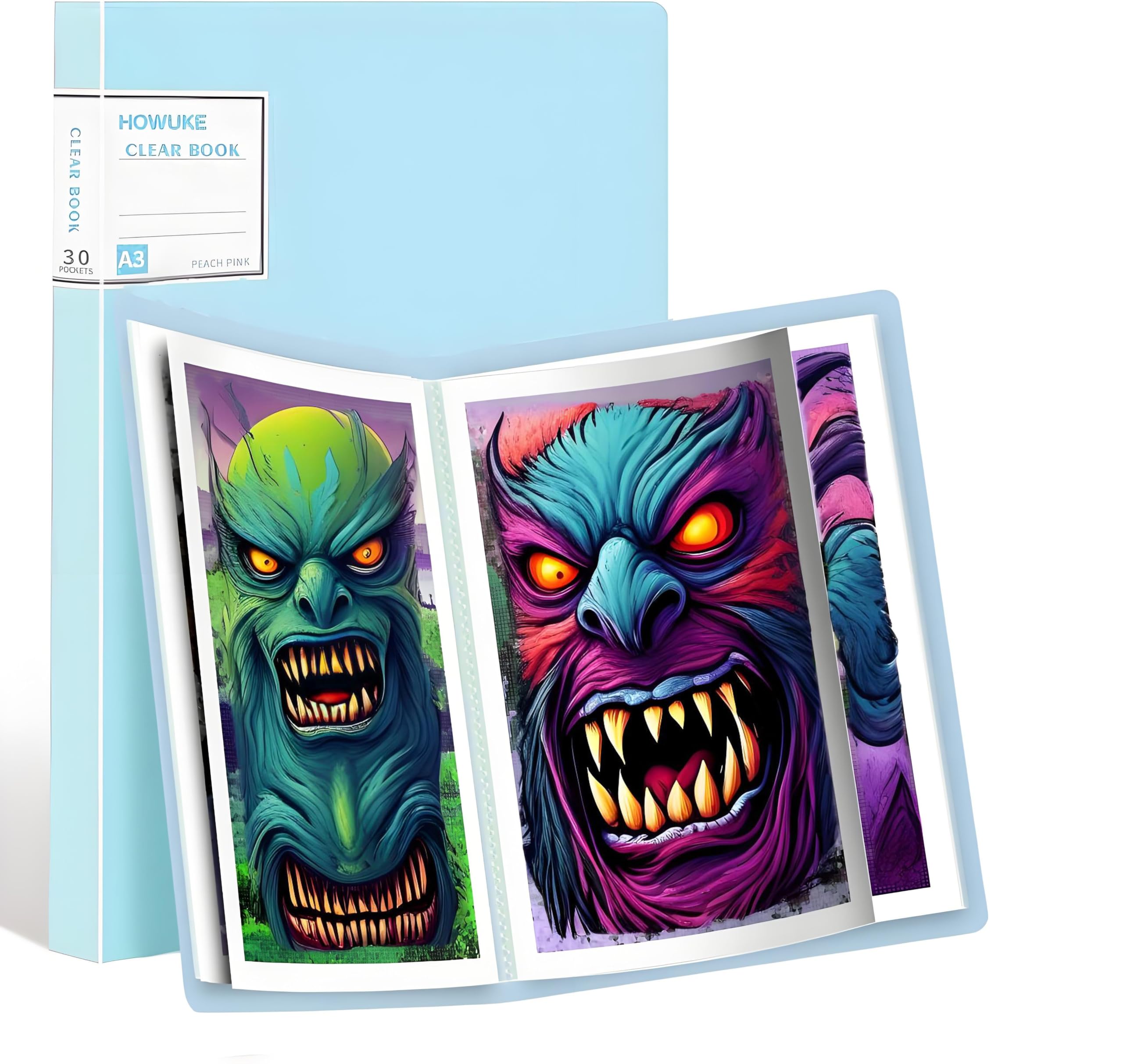 Diamond Painting Kits Storage Book, A3 Diamond Painting Art Protectors Portfolio Clear Folder with 60 Clear Pockets Cover for Diamond Paintings 30 x 40cm or Smaller