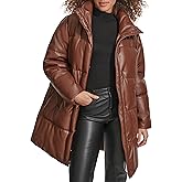 Levi's Women's Faux Leather Mid-length Puffer Coat