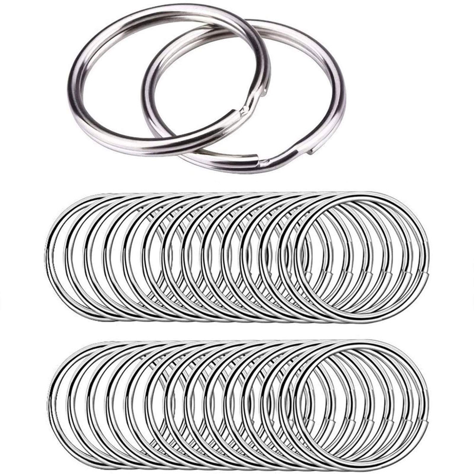 100 Pcs Keyring Split Ring Set Metal Key Rings Round Keychain Rings 20mm Small Key Ring for Home Keys Organization and Craft Making, Silver