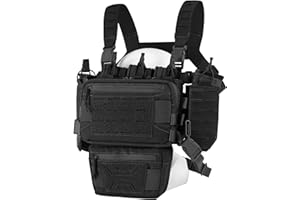 VOTAGOO Chest Rig-Tactical Chest Rig，Molle Modular Micro Fight Chest Rigs Adjustable&Detachable with 5.56/7.62 Magazine Pouch