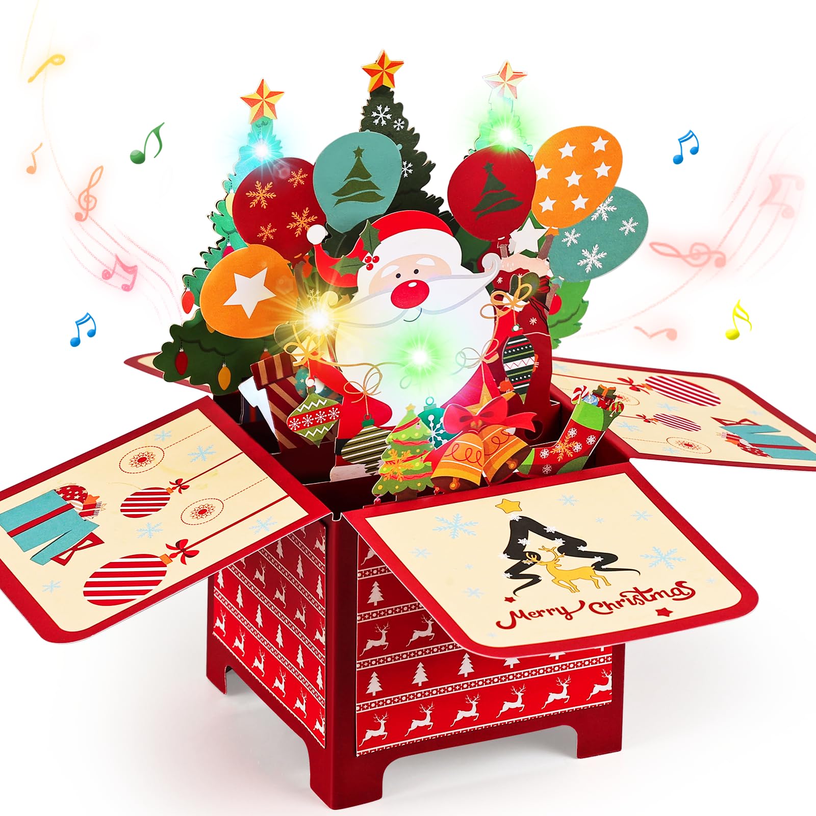 Joyoldelf 3D Christmas Cards - Musical Christmas Cards with Envelope, Merry Christmas Pop Up Christmas Card, 3D Box Greeting Card, Xmas Cards for Women Men Kids Mom Dad