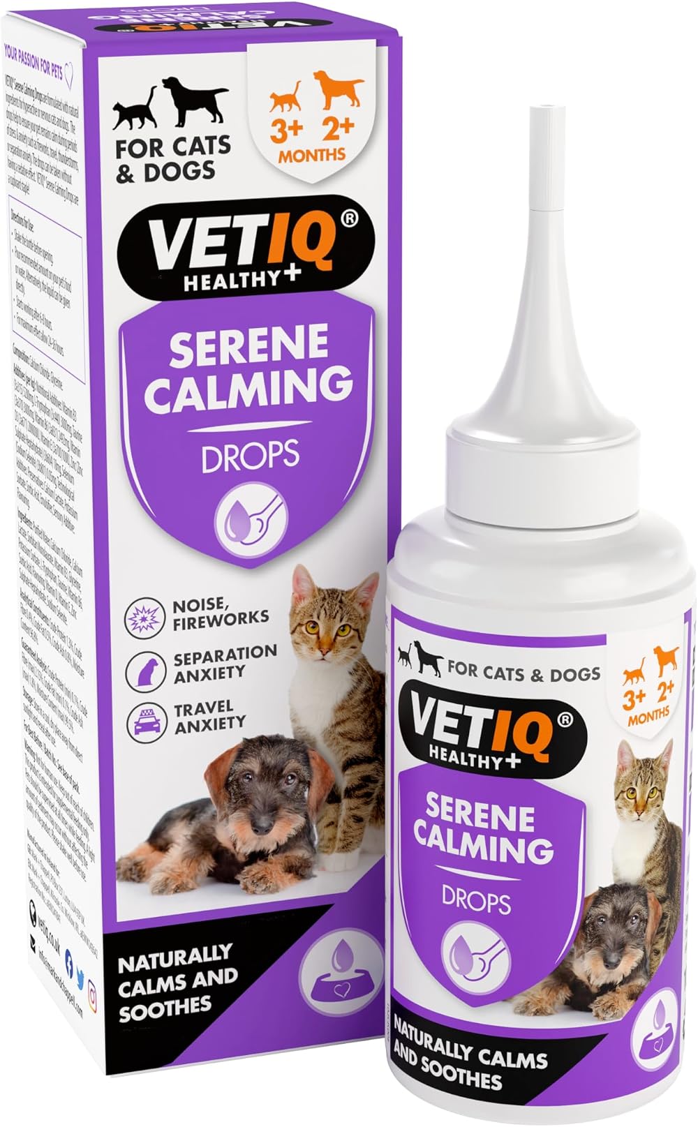 VetIQ Serene Calming Natural Solution Drops for Cats & Dogs 100 ml