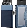VULKIT Minimalist Wallet with ID Window & EDC Pocket Pop Up Card Holder RFID Blocking Slim Wallet Design for Airtag Cash Coins & Credit Cards (Navy)
