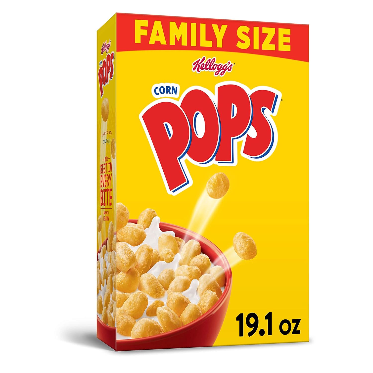 Amazon Com Kellogg S Corn Pops Breakfast Cereal Original Excellent Source Of 7 Vitamins And Minerals Family Size 19 1oz Box