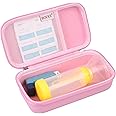 BOVKE Hard Travel Case for Asthma Inhaler, Inhaler Spacer for Kids and Adults, Masks, Inhaler Holder Asthma Carrying Bag with Mesh Pocket for Medicine and Other Accessories, Pink (Case Only)
