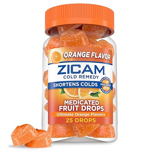 Zicam Cold Remedy Zinc Medicated Fruit Drops, Ultimate Orange, 25 Count (Pack of 1)