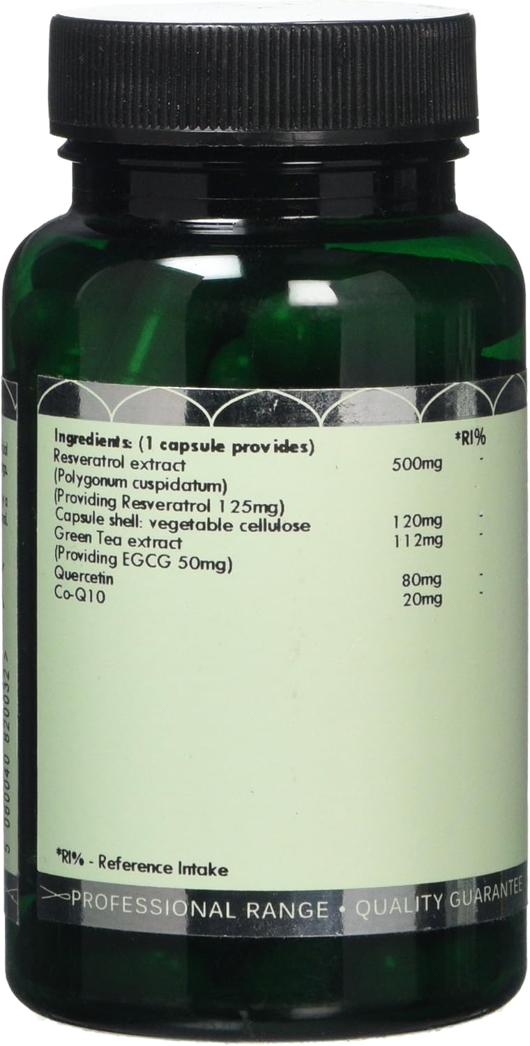 Resveratrol Complex - Resveratrol, Quercetin, Co-Q10 and Green Tea Extract - 60 Vegan Capsules - Non-GMO, Made in The UK - G&G Vitamins - Image 4