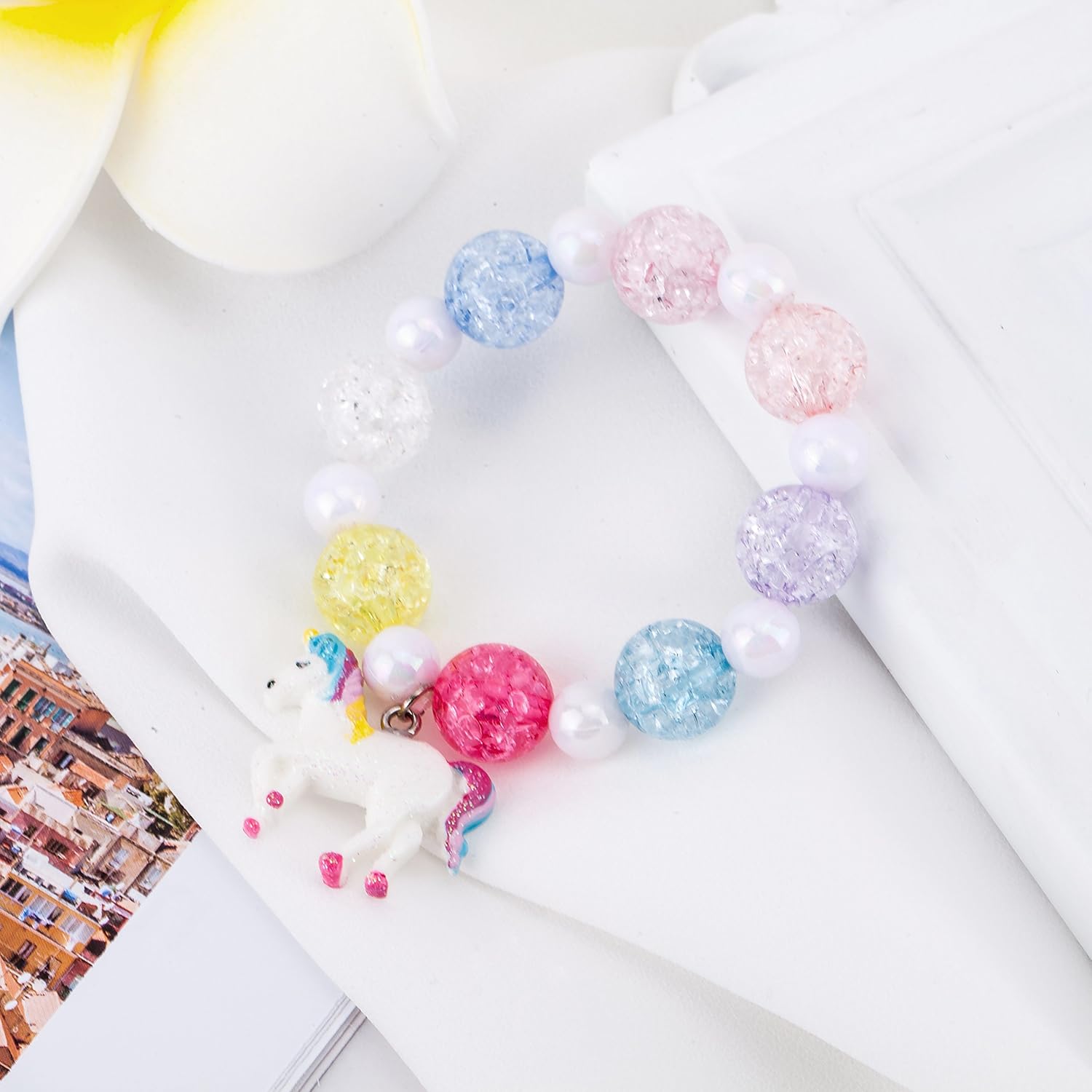 SkyWiseWin Chunky Jewelry Unicorn Necklace and Bracelet Set for Girls Little Kids: Jewelry