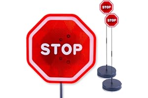 Andalus Brands Flashing LED Stop Sign Garage Parking Assistant System | Bumper Sensor,Red (2 Pack)