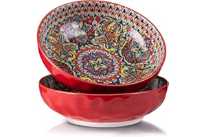 YUN TAO Large Serving Bowls,10 inch Fruit Salad Bowls, 75 Oz Pasta Bowls Set of 2,Decorative Serving Dishes for Entertaining,