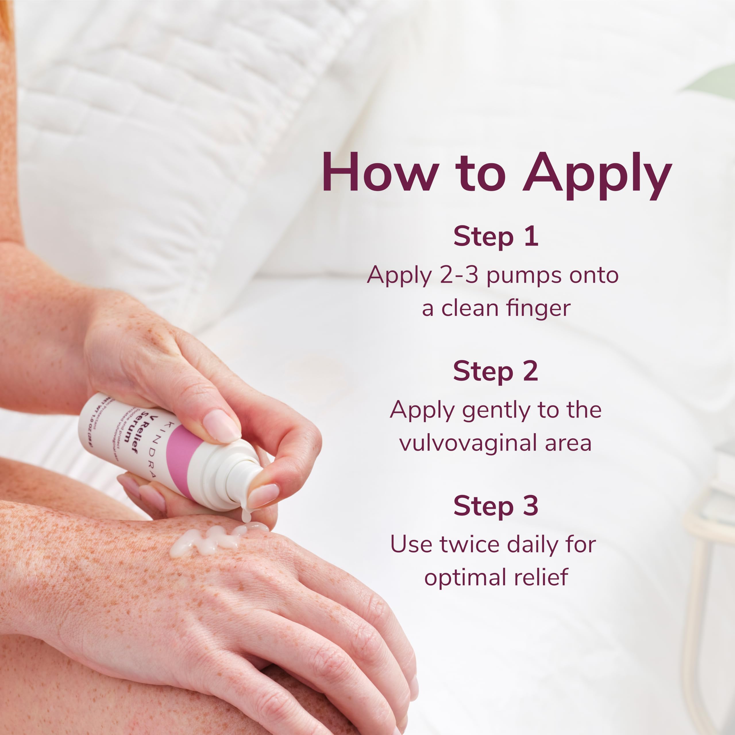 Kindra V Serum - Sensitive Skin Vaginal Vulva Moisturizer Cream Supports Dryness, Burning, Discomfort, Itching - Hormone Free - Up to 60 Applications