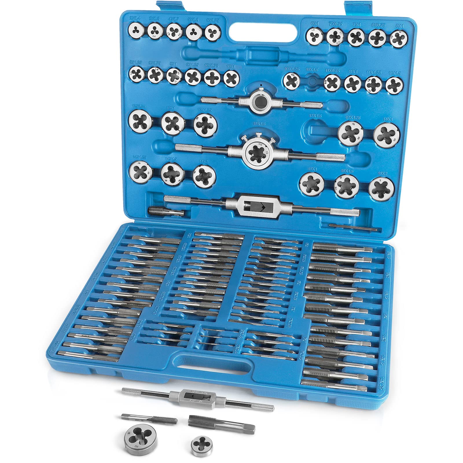 Photo 1 of 110 PCS Metric Tap and Die Set, Metric Screw Threads M2-M18 for Cutting External and Internal Threading, Come with Storage Case and Complete Accessories